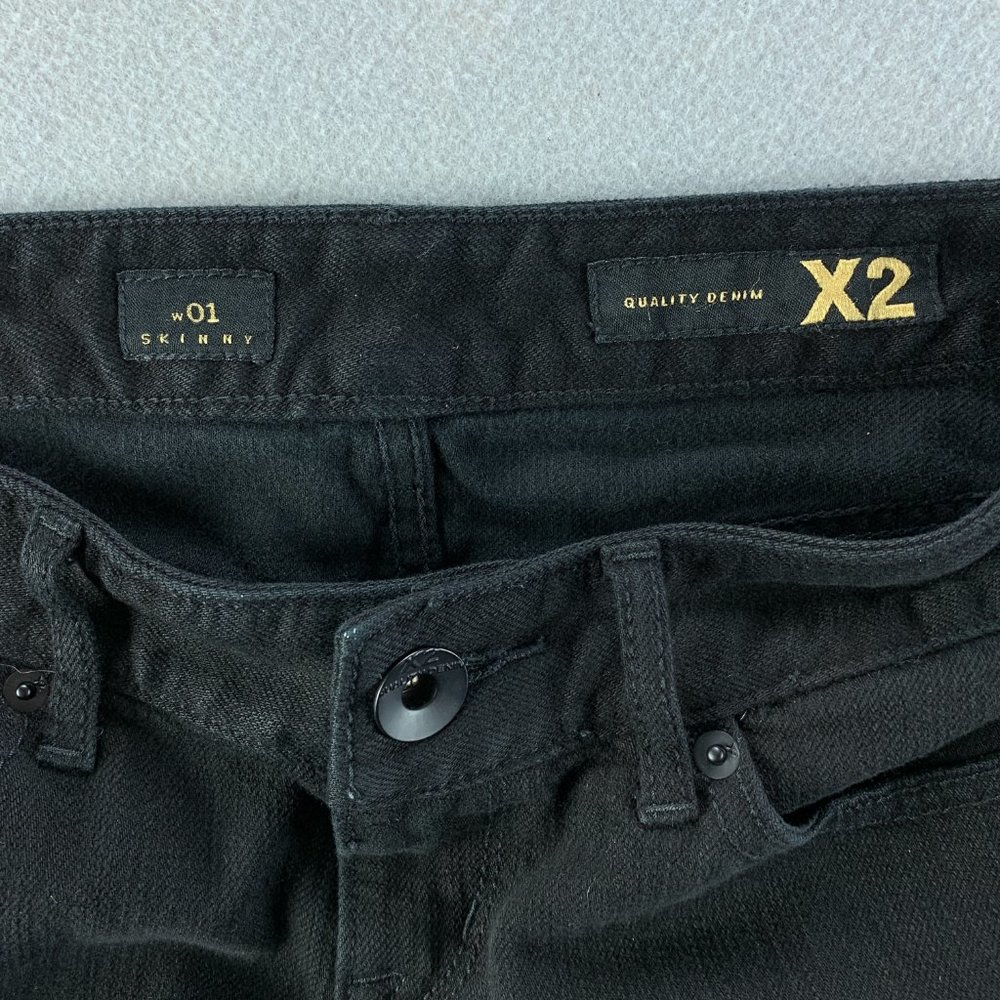 **SOLD**X2 Womens Jeans 2R 2 x 31.5" Black Skinny Low Rise Denim W01 - Picture 11 of 13
